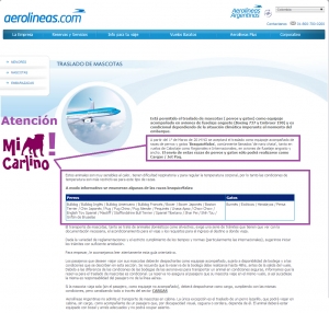 Aerolíneas Argentinas no acepta el traslado como equipaje acompañado de razas de perros y gatos 'Braquicéfalos'